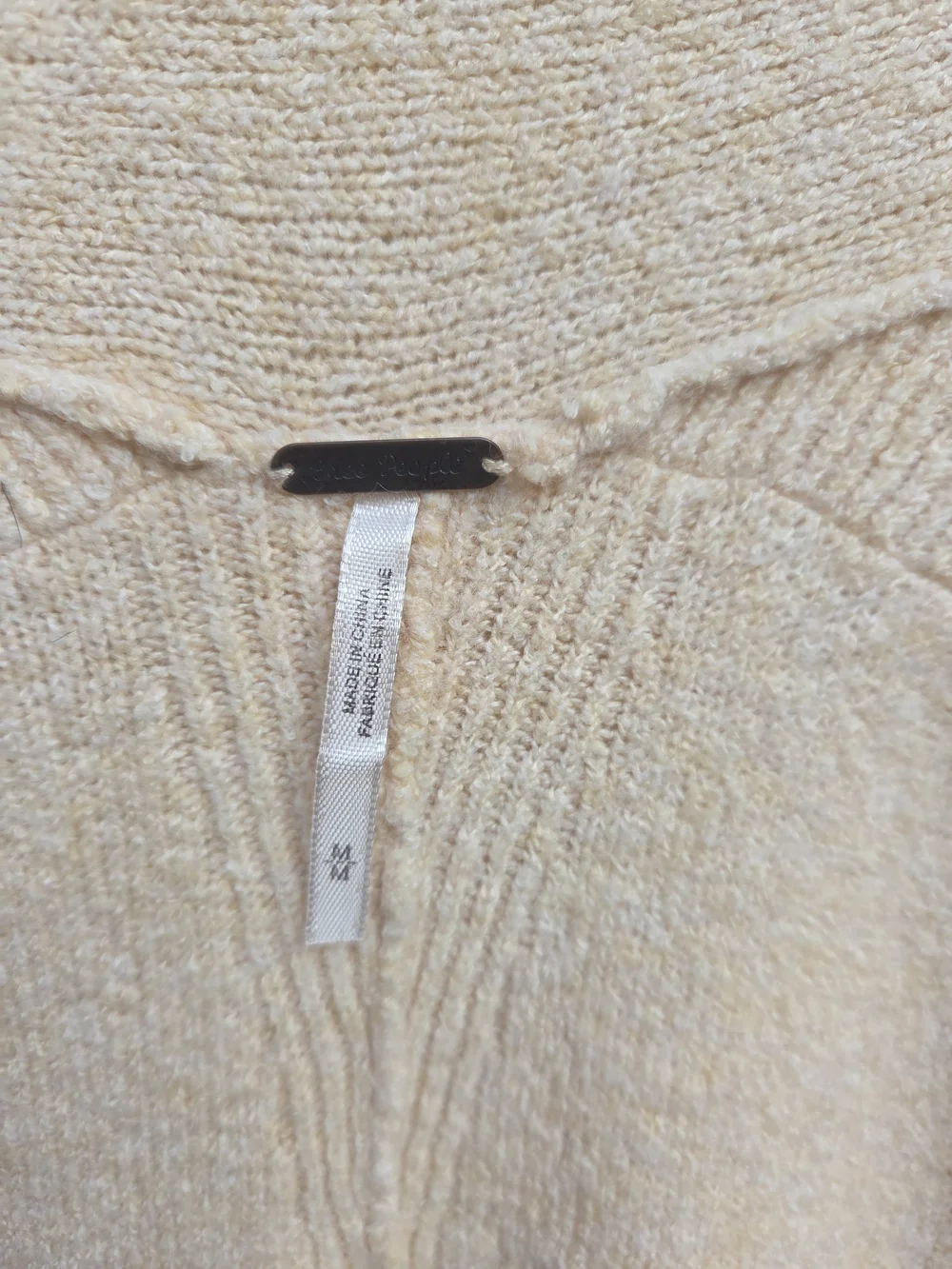 Free People Cream Cowl Neck Chenille Sweater | Medium
